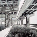 Site Report 6, acrylic on canvas, 12" x 12", 2009, from the Urban Archaeology series by Pat Stanley