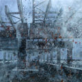 Temporal Drift, acrylic on canvas, 36" x 36", 2009, from the Urban Archaeology series by Pat Stanley